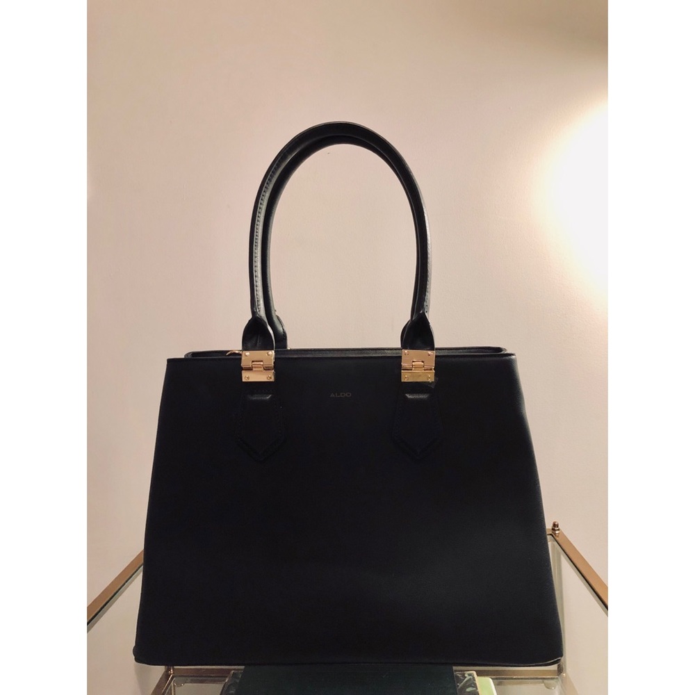 Aldo black tote bag with gold details
